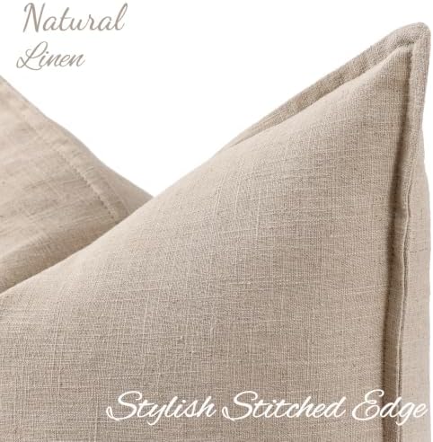 decorUhome Fall Natural Linen Throw Pillow Covers 18x18 Set of 2 - Image 2