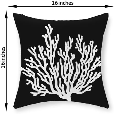 Coastal Pillow Covers 16x16 Set of 2 Black Starfish Throw Pillows Nautical - Image 6