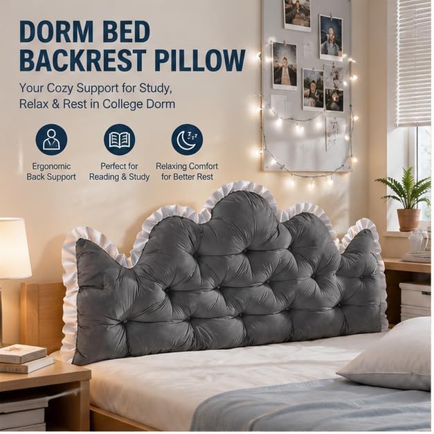 College Dorm Bed Bolster Pillow Long Reading Rectangular Headboard Pillow - Image 6