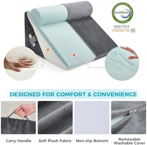 BDEUS 3PCS Wedge Pillow Set for After Surgery, Back Pillow for Bed Sitting up - Image 6