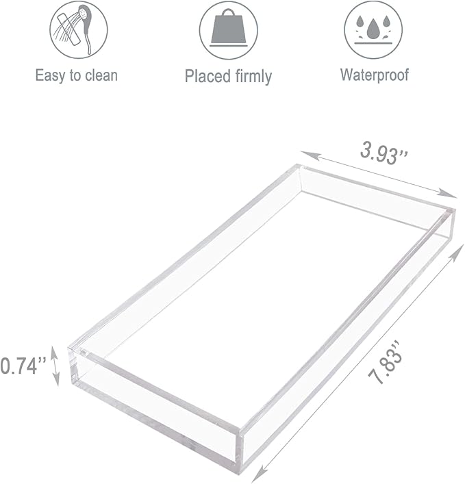 Bigfety Acrylic Vanity Tray for Organizing, Clear Bathroom Trays for Counter, Desk, Dresser
