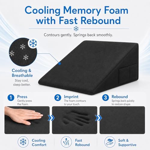 OAISZ Wedge Pillow for Sleep Apnea, 12-Inch Memory Foam Top - Image 4