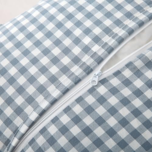 Mywinlle Blue Plaid Ruffle Gingham Throw Pillow Covers 18"x18" Set of 2 - Image 5