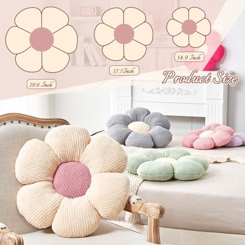 Kcvvcr Flower Throw Pillow, Soft Brown 19.6" Shaped Floor Pillow - Image 2