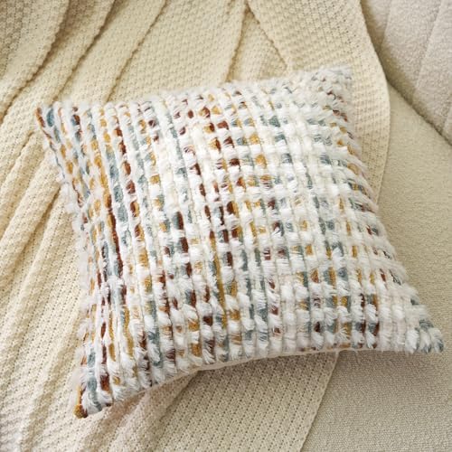 Aeckself Boho Chenille Tufted Pillow Cover 20 x 20 Inch, Decorative Square - Image 3