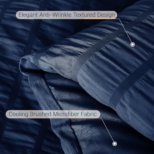 MUXHOMO 7 Pieces Oversized Queen Comforter Set, Seersucker Bed in a Bag - Image 6