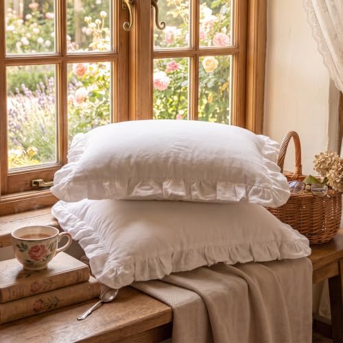 patdrea Vintage White Linen Throw Pillow Covers - Image 4