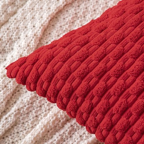 MIULEE Christmas Euro Sham Decorative Throw Pillow Covers 24x24 Red Textured - Image 2