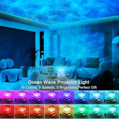 Ocean Wave Projector Light with Remote, 16 Color Ambient Lighting for Room - Image 2