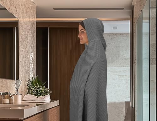 COTTON CRAFT Hooded Bath Towel for Adults – 100% Cotton Waffle Weave Towel - Image 5