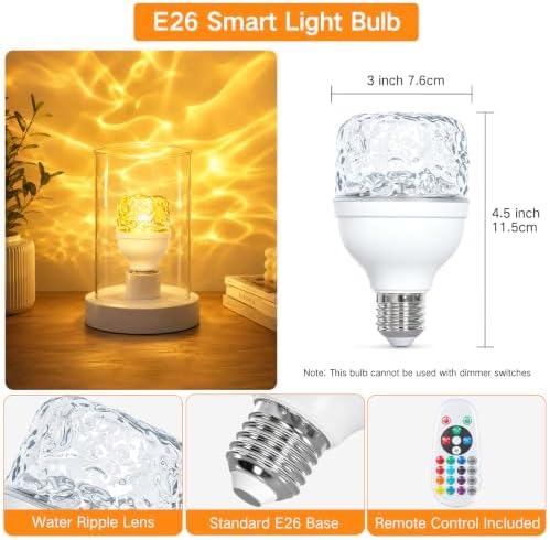OUTON Ocean Wave Projector Light Bulb with Remote, 16-Color RGB LED Water - Image 2