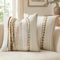 ANRODUO Decorative Boho Pillow Covers Orange White 20x20 Inch Pack of 2 by ANRODUO