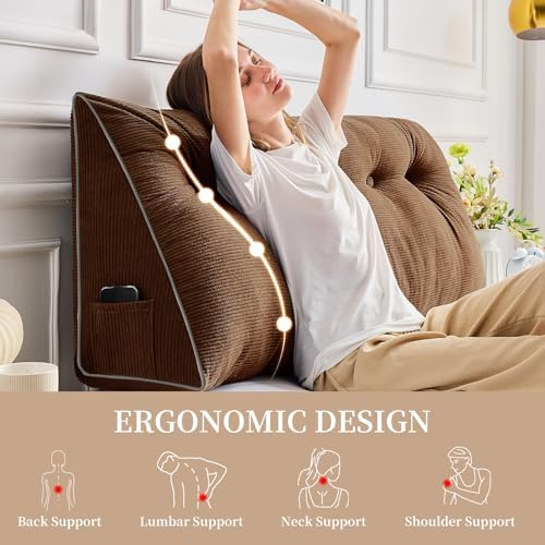 Sasttie Headboard Pillow King, Wedge Pillow Headboard - Image 3