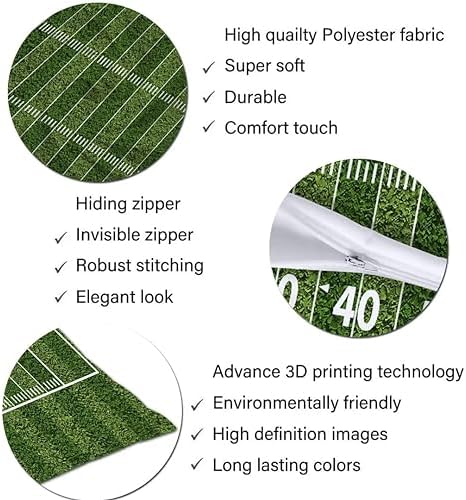 Football Field Body Pillow Cover Sports American Sports Green Lawn, Sport Theme - Image 6