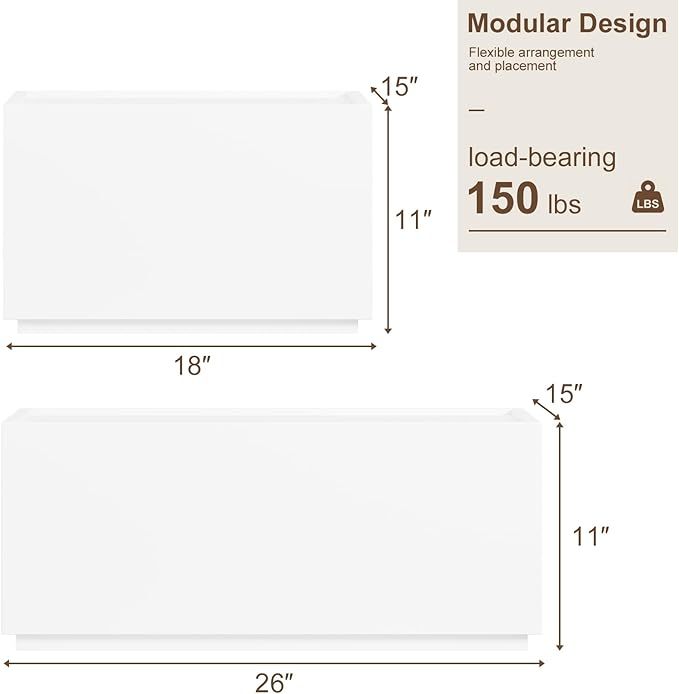 Stackable Storage Drawers, Wooden Drawer Storage Organizer, Modern Nightstands with Wooden Drawers, Small Storage Cabinet, Modular Design, Available in 2 Sizes for Versatile Use White Large