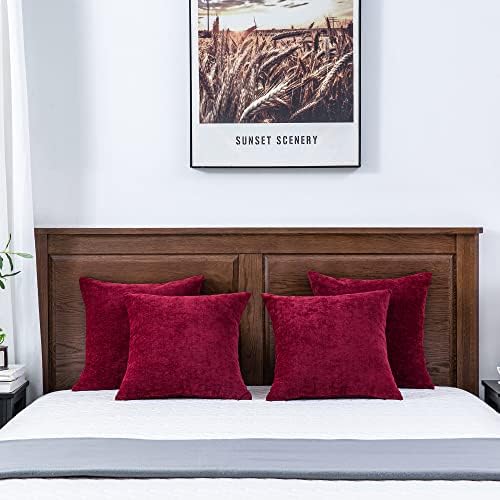 GAWAMAY Red Chenille Throw Pillow Covers 18x18 Set of 4 - Image 5