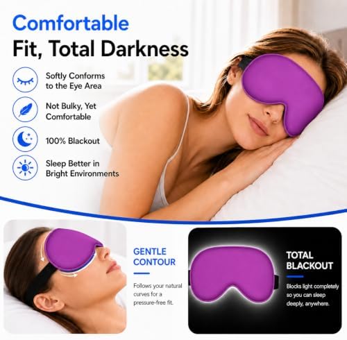 Silk Sleep Mask with 100% Mulberry Silk Cover, Adjustable Strap Night Eye Mask - Image 4