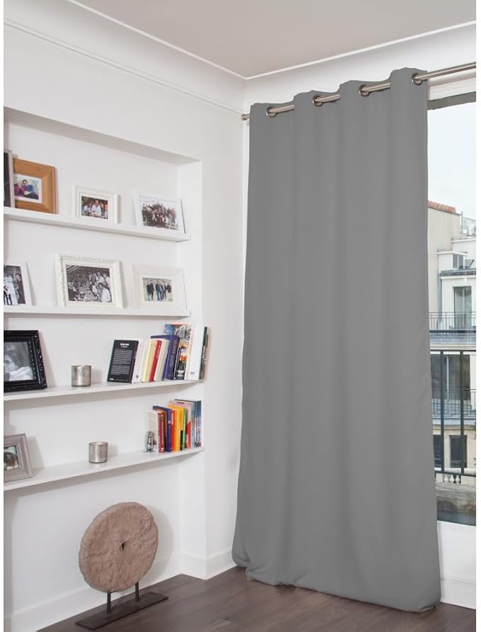 Moondream 3-in-1 Sound Insulation Curtain with Noise-Blackout-Thermal Insulation, Patented Technology, 55" Width x 84" Length, Grey (Cloud MC09), Grommet, 1 Panel