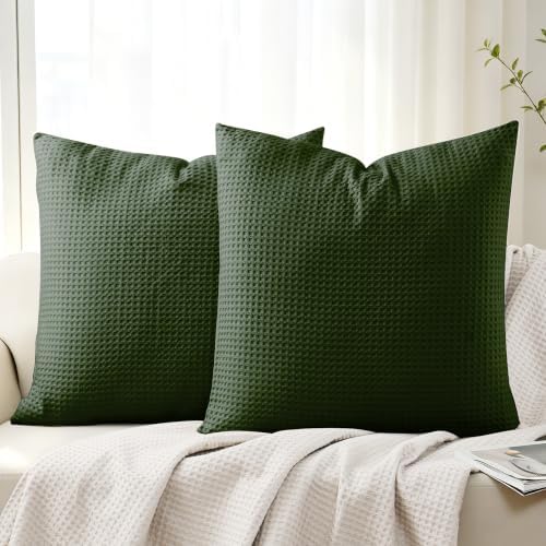 100% Cotton Waffle Weave Throw Pillow Covers Set of 2 by ShunjieHome