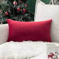 MIULEE 12x20 Inch Lumbar Velvet Throw Pillow Cover Set of 1 Red by MIULEE