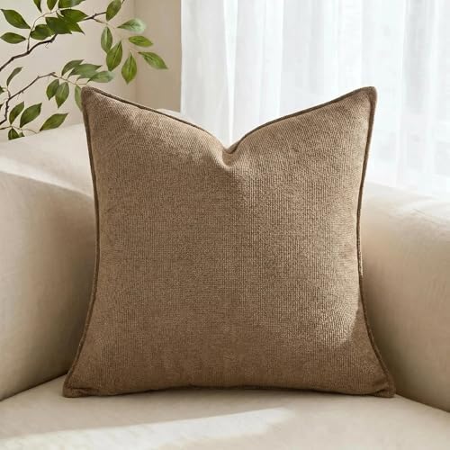 Fancy Homi Set of 2 Brown 18x18 Inch Soft Chenille Decorative Throw Pillow - Image 7