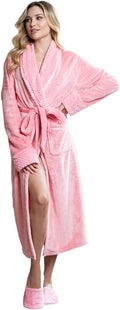 Lotus Linen Plush Robes for Women - Soft Bathrobe, Custom Monogram, Warm Fleece Robe with Pockets