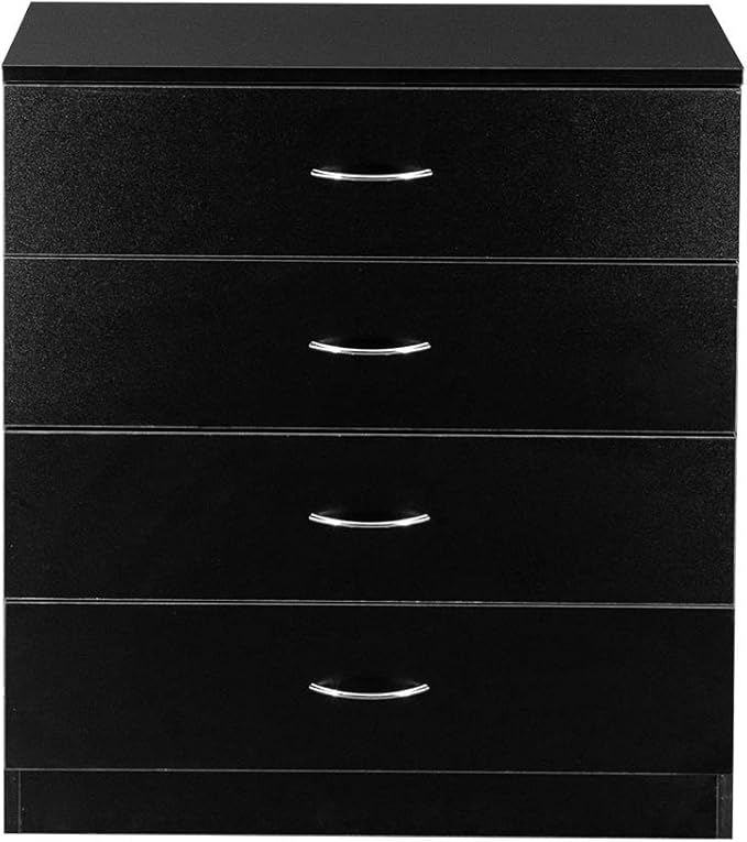 Karl home Black 4 Drawer Dresser for Bedroom, Modern Nightstand Storage Chest of Drawer, Wooden Side Table End Table, Living Room, Reception Room
