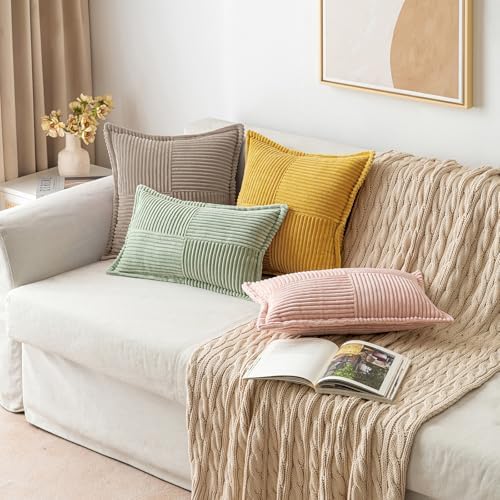 MIULEE Decorative Lumbar Throw Pillow Covers 12x20 Inch Light Brown 2 Pack - Image 4