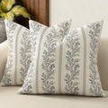 Vintage Throw Pillow Covers 16x16 Set of 2, Striped Floral Pillow Cover by DKwizme