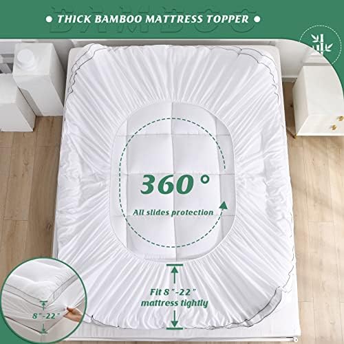 GRT Twin Pillowtop Mattress Topper, Rayon from Bamboo Mattress Cover Padded - Image 5