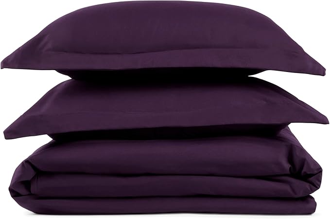 PeachSkinSheets 1500tc Level of Softness Soft Cooling Duvet Cover Set | Queen/Full Size - Eggplant