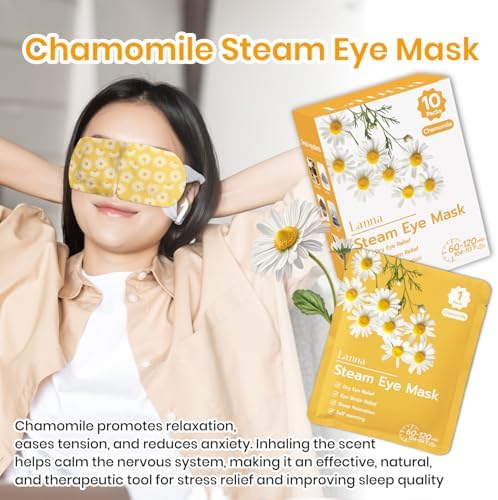 LANNA Heated Steam Eye Mask, Disposable 120 Minutes Chamomile Scent 10 Pcs - Image 3