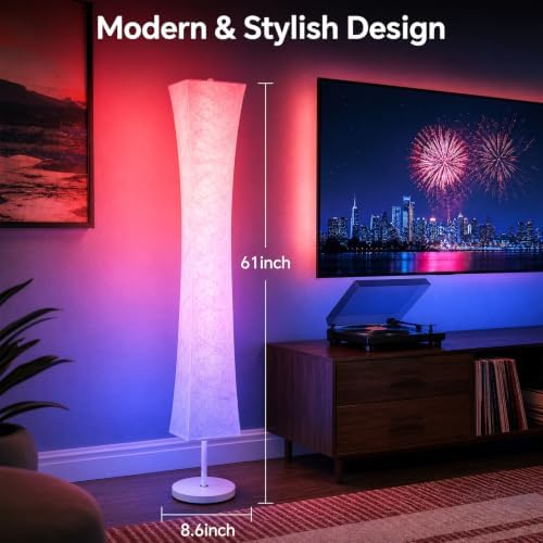 WORLD WIN 61'' RGB LED Corner Floor Lamp, Square with Disc Base - Image 2