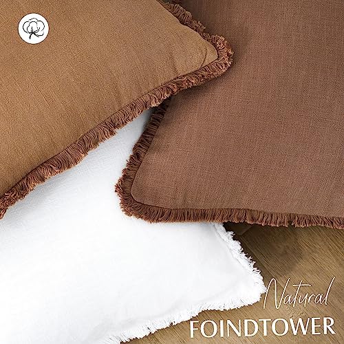 Foindtower Decorative Linen Fringe Throw Pillow Covers 18×18 Inch - Image 4