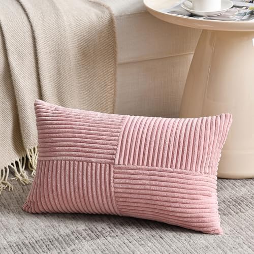 Fancy Homi 2 Packs Blush Pink Lumbar Decorative Throw Pillow Covers 14x24 Inch - Image 2