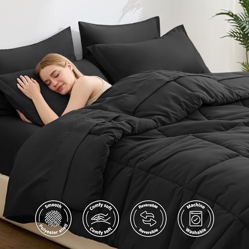 Love's cabin Full Comforter Set Ash Black, 7 Pieces Full Bed in a Bag, All - Image 3