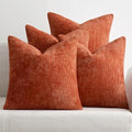 MIULEE Decorative Chenille Fall Pillow Covers Burnt Orange 20x20 Pack of 4 by MIULEE