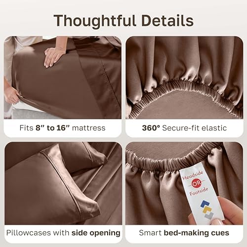 California Design Den Soft 100% Cotton Sateen King Bed Sheets Deep Pocket - Image 5