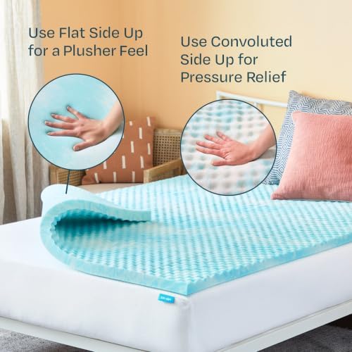 Linenspa 2 Inch Gel Memory Foam Mattress Topper – Egg Crate Style, Reversible - Image 4
