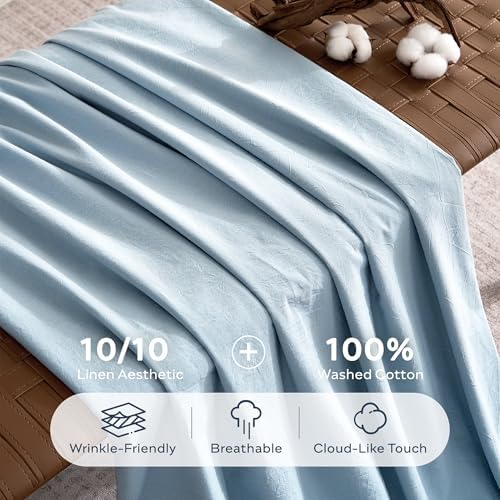 JELLYMONI 100% Washed Cotton Pillowcases, Envelope Closure 2-Pack - Image 4