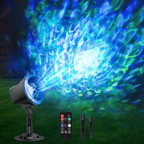 Ocean Wave Projector Light Outdoor 15 Colors Water Ripple Effect Lamp by ALINKEY_US