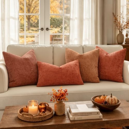 MIULEE Fall Decorative Couch Throw Pillow Covers 20x20 Burnt Orange 2 Pack - Image 5
