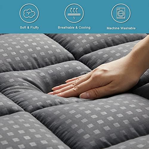HYLEORY King Mattress Pad Quilted Fitted Mattress Protector Cooling Pillow Top - Image 4