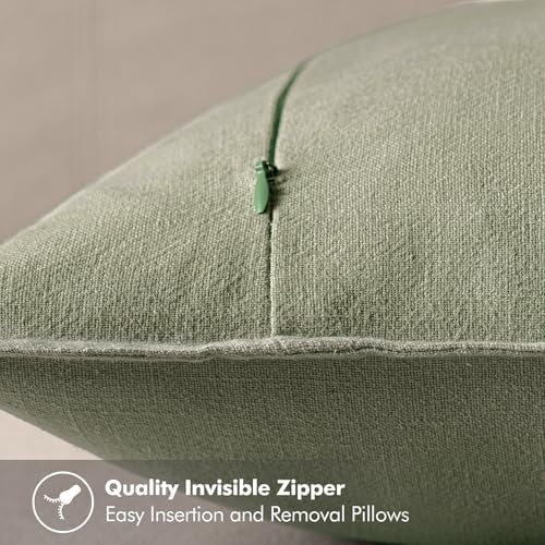 MIULEE Decorative Linen Pillow Covers 20x20 Inch Sage Green - Image 3