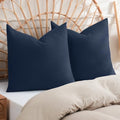 PHF Cotton Waffle Euro Shams 26" x 26", Bright Navy Blue, No Insert by PHF