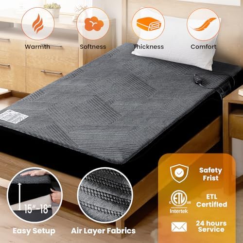 Electric Heated Mattress Pad Full Size Single Control Bed Warmer, Deep Pocket - Image 2