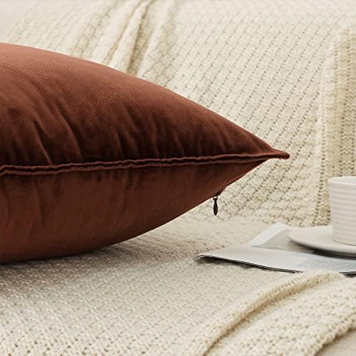 JIAHANNHA Velvet Brown Throw Pillow Covers 18”x18”Pack of 2 Soft Decorative - Image 4