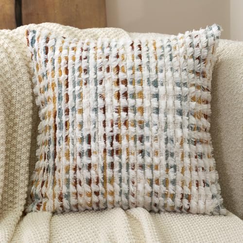 Aeckself Boho Chenille Tufted Pillow Cover 20 x 20 Inch, Decorative Square - Image 2
