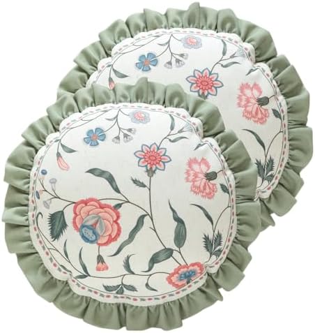 ISAENNE Designer Linen Throw Pillow Cover, Diameter 16"-Daffy A by Isaennehomedecoration