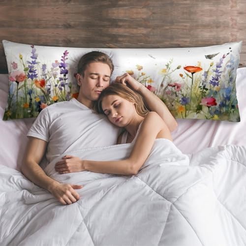 Daisy Lavender Floral Body Pillow Cover Pillowcase - Image 6